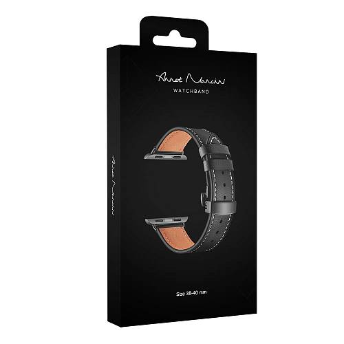 Ремешок для смарт-часов Apple Watch 38/40 mm ANNET MANCINI, кожа, черный